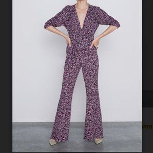 Zara Floral Flare Pants XS